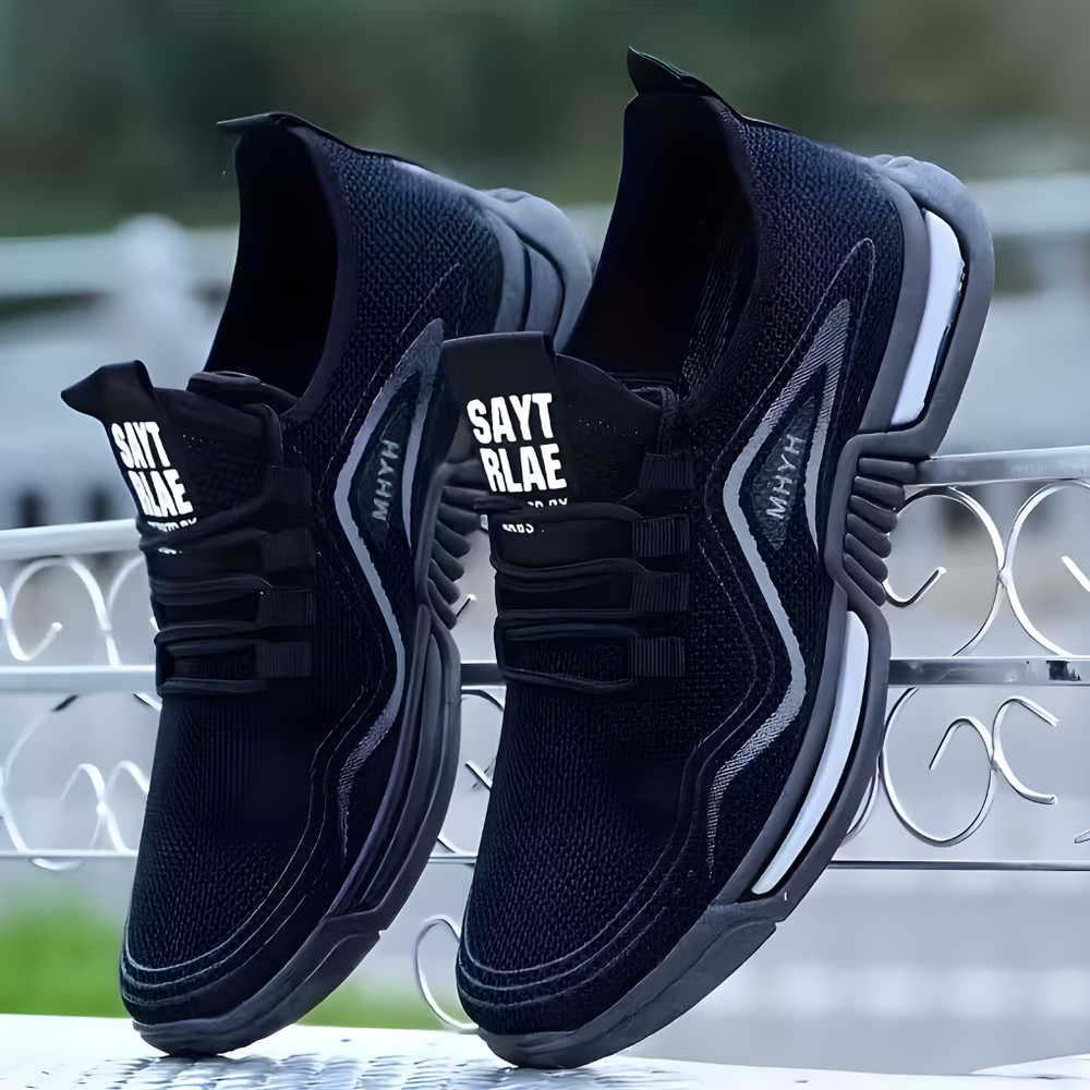 Men's Knit Slip-On Running Sneakers Elastic Strap Tall Pull Tab
