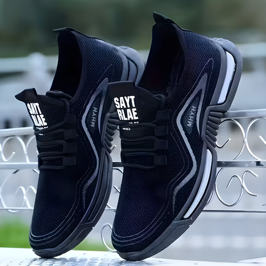 Men's Knit Slip-On Running Sneakers Elastic Strap Tall Pull Tab