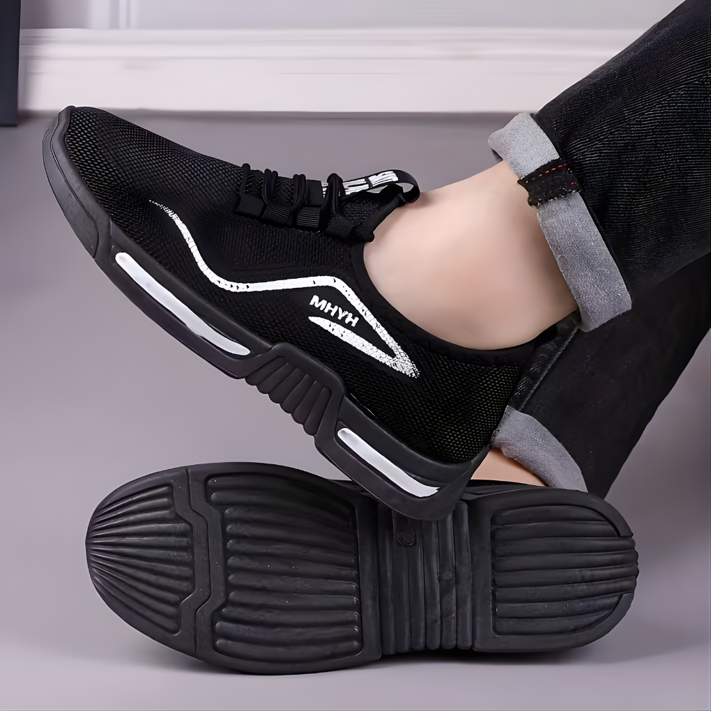 Men's Knit Slip-On Running Sneakers Elastic Strap Tall Pull Tab
