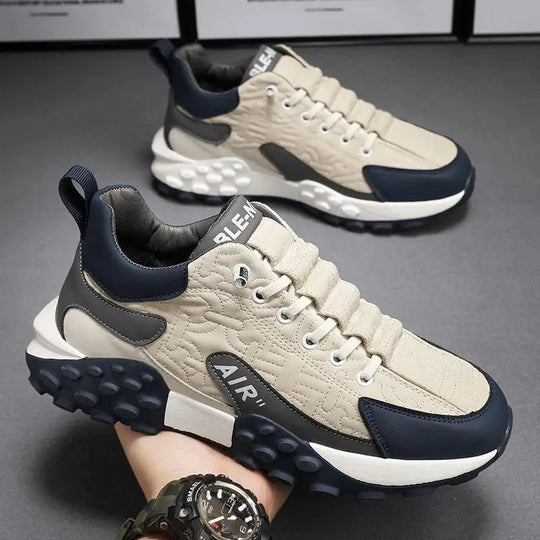 Men's Quilted Lace-Up Chunky Sneakers Bubble Outsole Platform