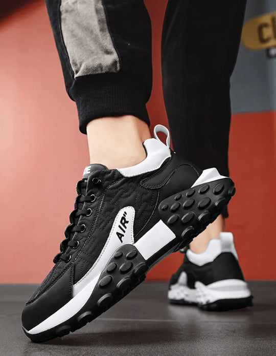 Men's Quilted Lace-Up Chunky Sneakers Bubble Outsole Platform