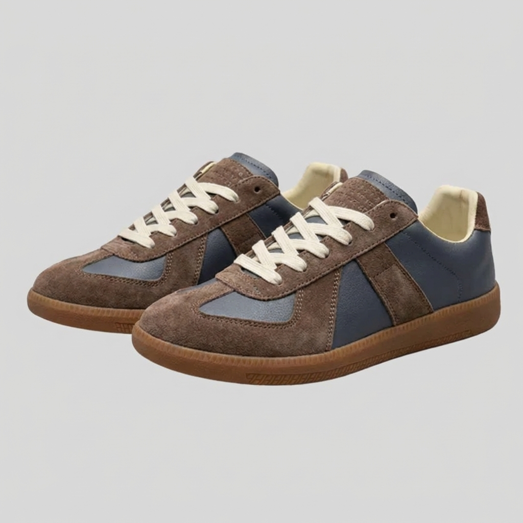 Men's Retro Low-Top Sneakers Leather Suede Panel Gum Sole