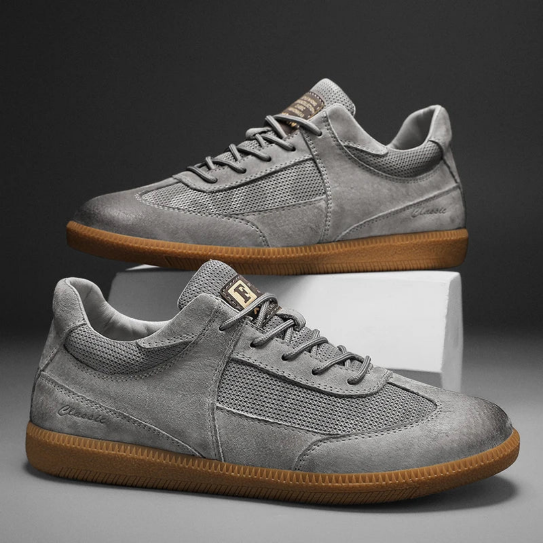 Men's Tonal Suede Mesh Retro Sneakers Low-Top Lace-Up Gum Sole