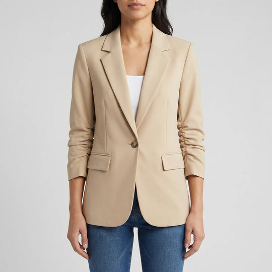 Women's Blazer Jacket Single Button Notch Lapel Fitted