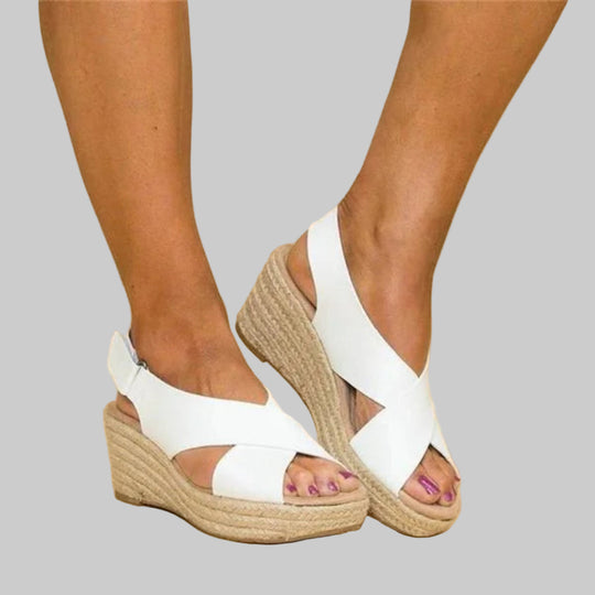 Women's Espadrille Wedge Sandals Cross Strap Slingback Open Toe