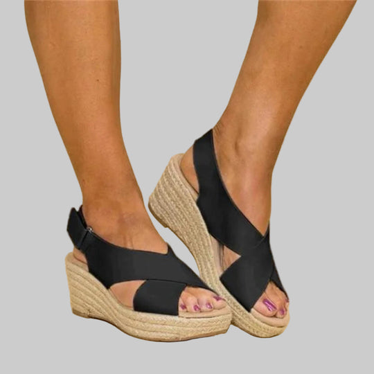 Women's Espadrille Wedge Sandals Cross Strap Slingback Open Toe