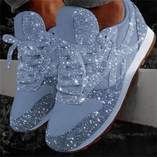 Women's Glitter Lace-Up Sneakers Runner