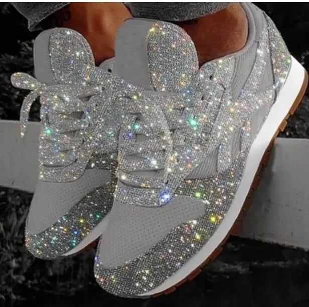 Women's Glitter Lace-Up Sneakers Runner