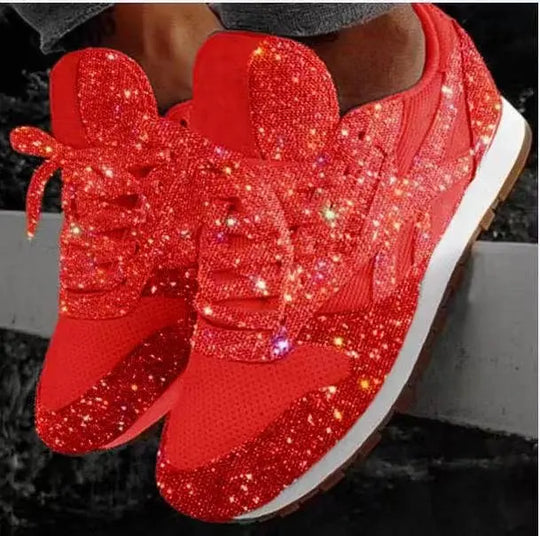 Women's Glitter Lace-Up Sneakers Runner