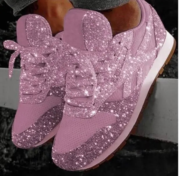 Women's Glitter Lace-Up Sneakers Runner