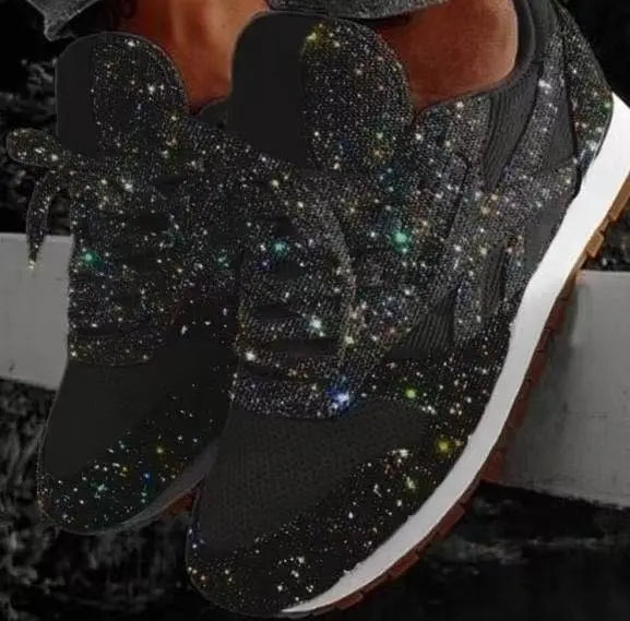 Women's Glitter Lace-Up Sneakers Runner