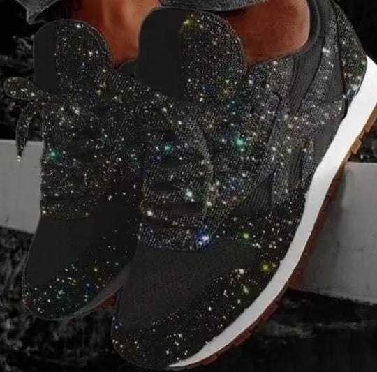 Women's Glitter Lace-Up Sneakers Runner