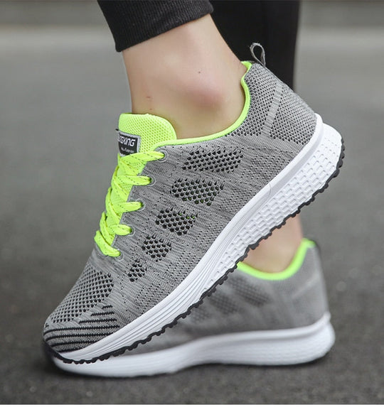 Women's Knit Mesh Lace-Up Sneakers Low Top Running Shoes