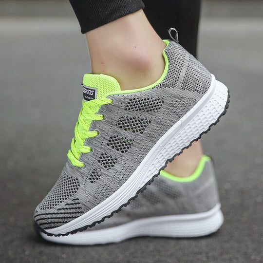 Women's Knit Mesh Lace-Up Sneakers Low Top Running Shoes