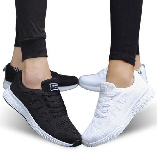 Women's Knit Mesh Lace-Up Sneakers Low Top Running Shoes