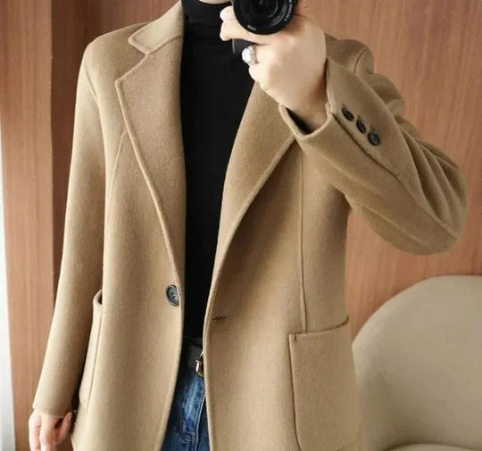 Women's Notch Lapel Double-Button Wool-Look Coat