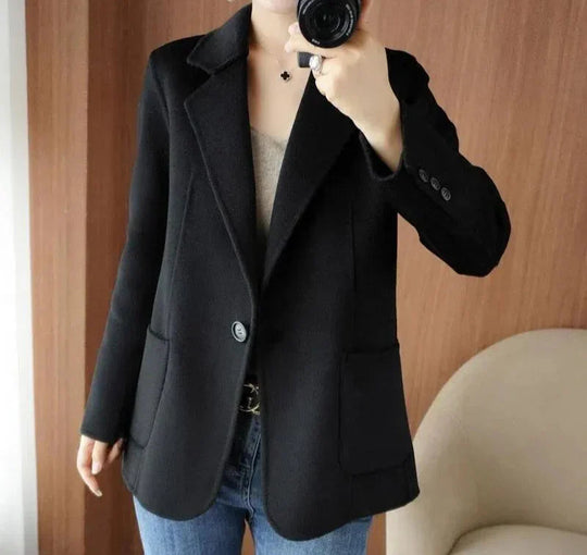 Women's Notch Lapel Double-Button Wool-Look Coat