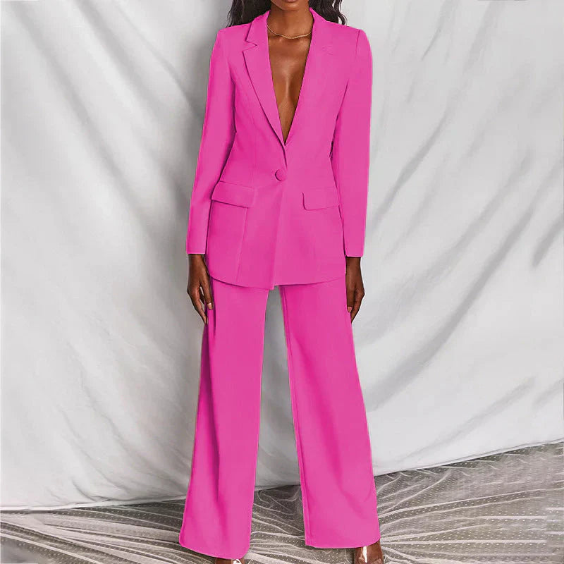 Women's Pant Suit Set Wide Leg Blazer and Trouser