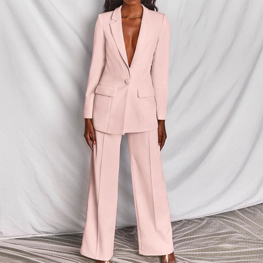 Women's Pant Suit Set Wide Leg Blazer and Trouser