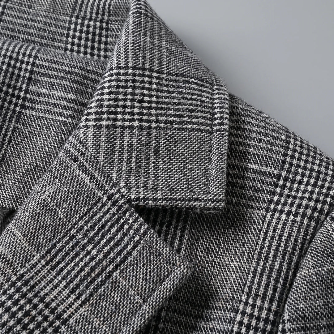 Women's Plaid Blazer Jacket Oversized Longline Notch Lapel