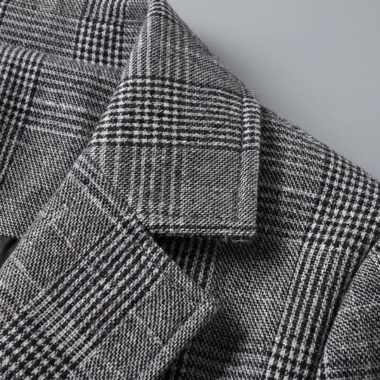 Women's Plaid Blazer Jacket Oversized Longline Notch Lapel
