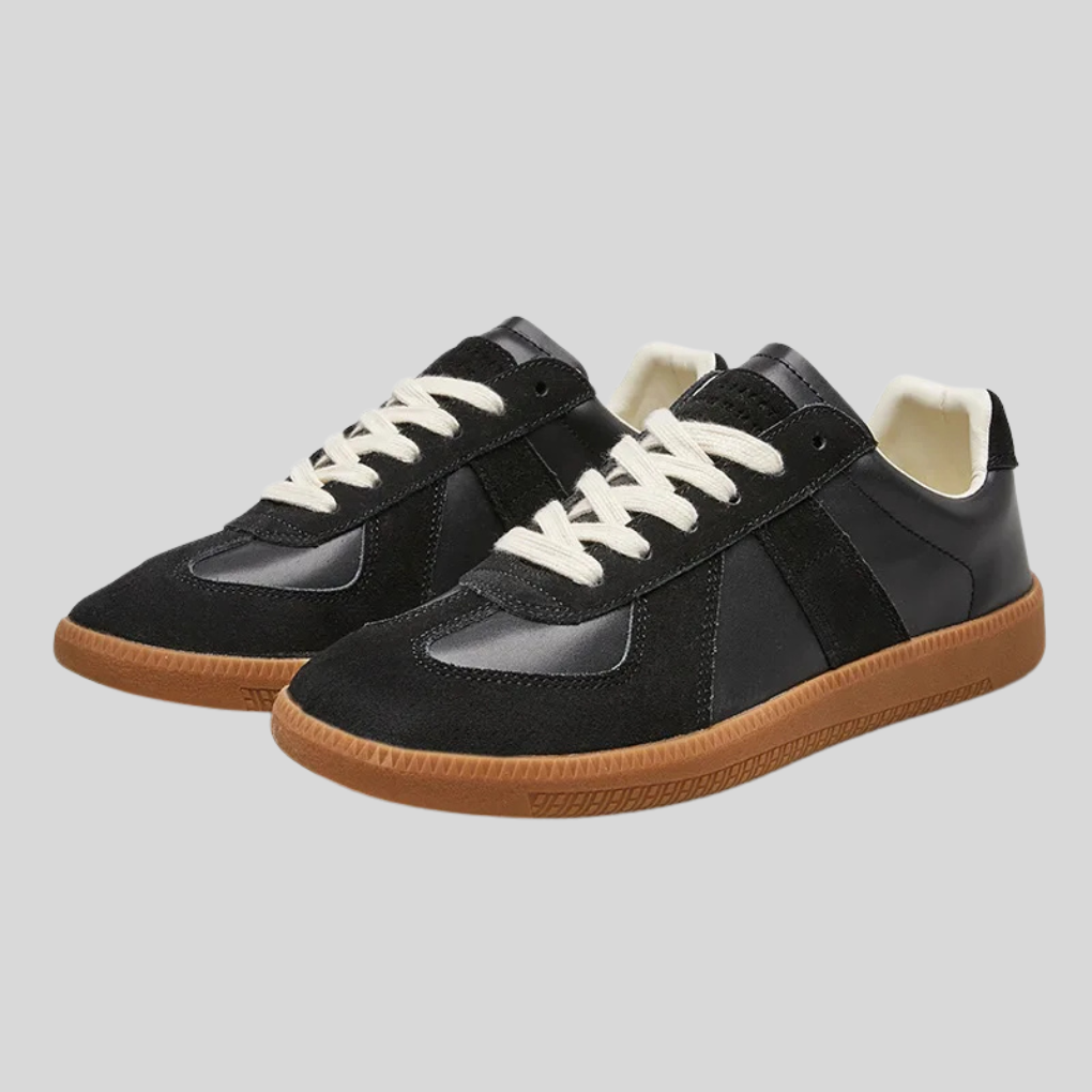 Women's Retro Low-Top Sneakers Leather Suede Panel Gum Sole