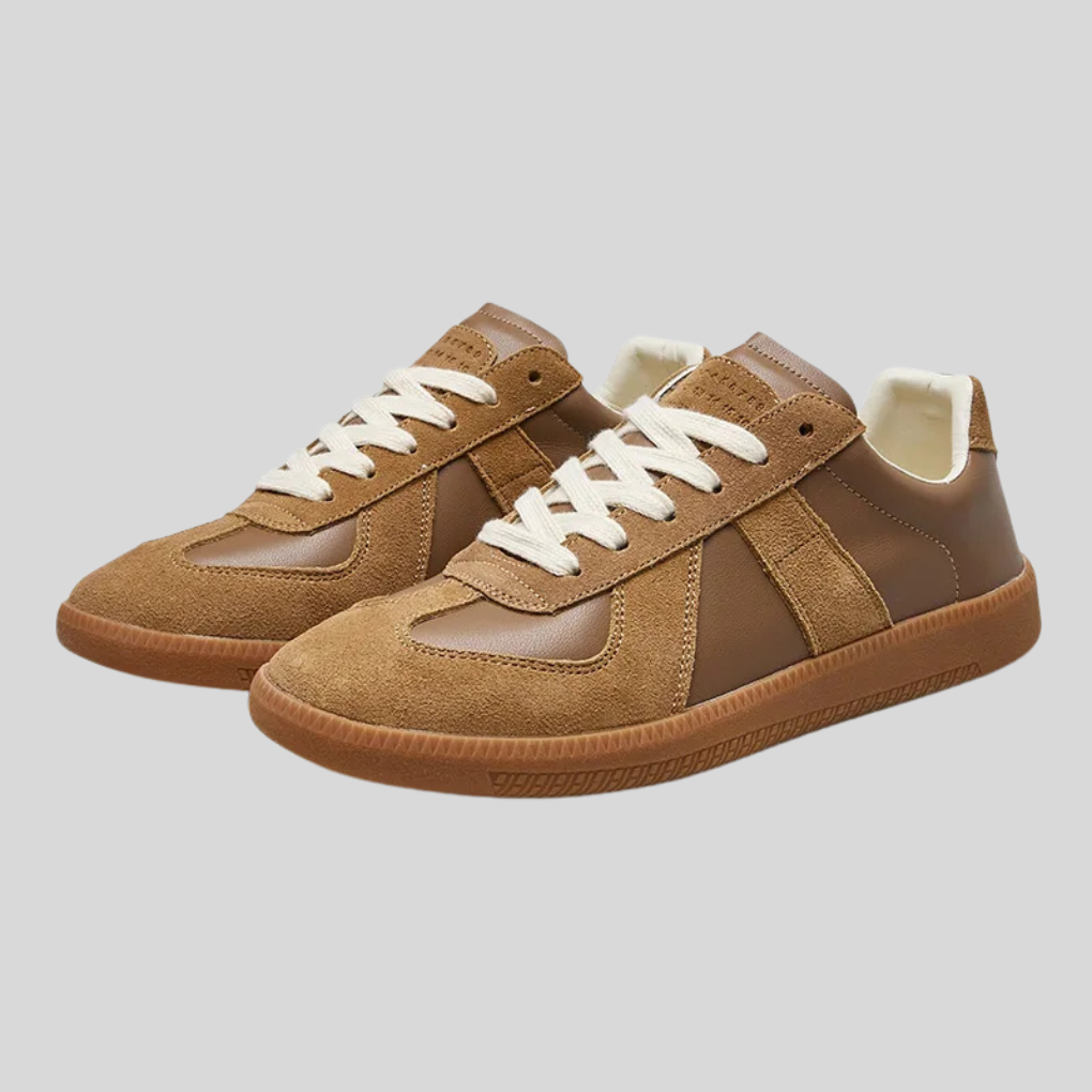Women's Retro Low-Top Sneakers Leather Suede Panel Gum Sole