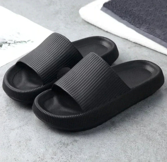 Women's Thick Sole Open Toe Slides Textured Ribbed Platform Sandals