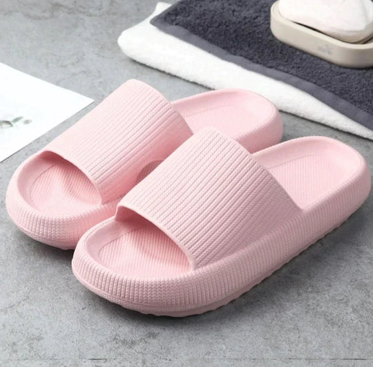 Women's Thick Sole Open Toe Slides Textured Ribbed Platform Sandals