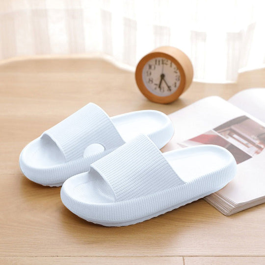 Women's Thick Sole Open Toe Slides Textured Ribbed Platform Sandals