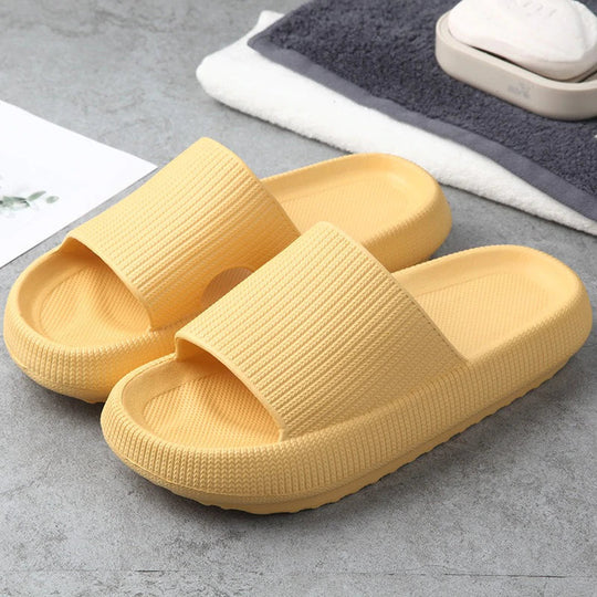 Women's Thick Sole Open Toe Slides Textured Ribbed Platform Sandals